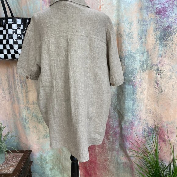 πHarve Benard Linen Casual Botton Down Blouse with short Sleeves - Picture 2 of 15